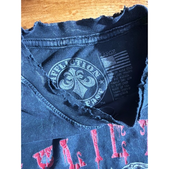Affliction T Shirt Men Large Black Live Fast USA Eagle Graphic Distressed Grunge - Picture 4 of 8